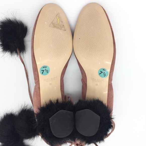 Zara Suede Lace Up Tasseled Mid Heel Shoes 7.5/38 - Picture 8 of 8